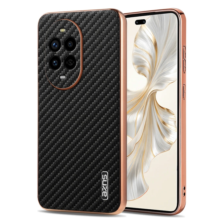 For Huawei nova 13 Pro AZNS Electroplated Edge Carbon Fiber Texture Phone Case(Black)
