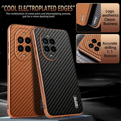 For Huawei nova 13 Pro AZNS Electroplated Edge Carbon Fiber Texture Phone Case(Black)