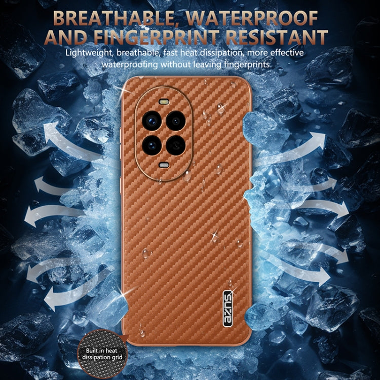 For Huawei nova 13 Pro AZNS Electroplated Edge Carbon Fiber Texture Phone Case(Green)