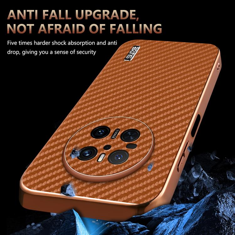 For Huawei Mate 70 AZNS Electroplated Edge Carbon Fiber Texture Phone Case(Blue)