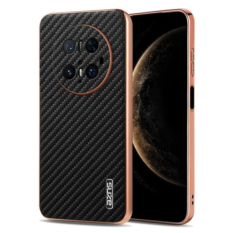 For Huawei Mate 70 Pro / 70 Pro+ AZNS Electroplated Edge Carbon Fiber Texture Phone Case(Black)