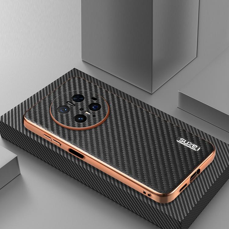 For Huawei Mate 70 Pro / 70 Pro+ AZNS Electroplated Edge Carbon Fiber Texture Phone Case(Black)