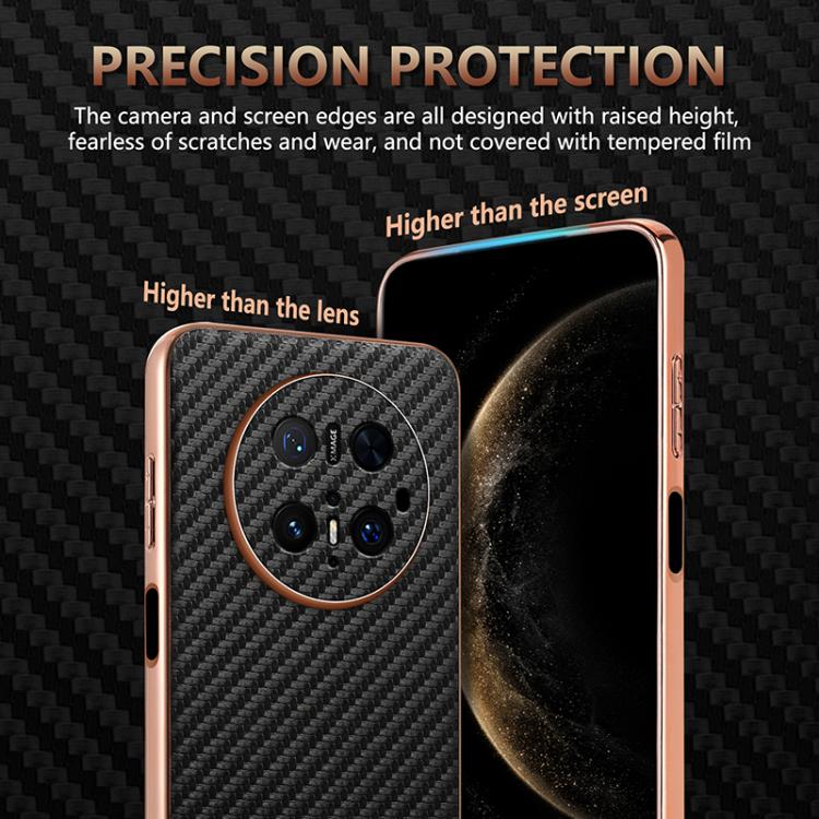 For Huawei Mate 70 Pro / 70 Pro+ AZNS Electroplated Edge Carbon Fiber Texture Phone Case(Black)