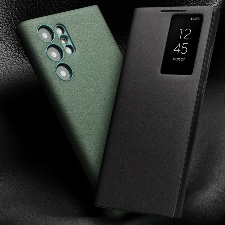For Samsung Galaxy S23 Ultra 5G QIALINO Magnetic Genuine Leather Phone Case(Green)