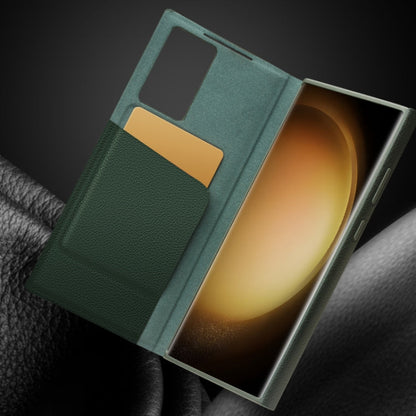 For Samsung Galaxy S23 5G QIALINO Magnetic Genuine Leather Phone Case(Green)