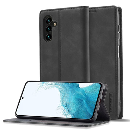 Pour Samsung Galaxy A16 5G Étui de Téléphone en Cuir Microfibre à Fort Magnétisme LC.IMEEKE (Noir)