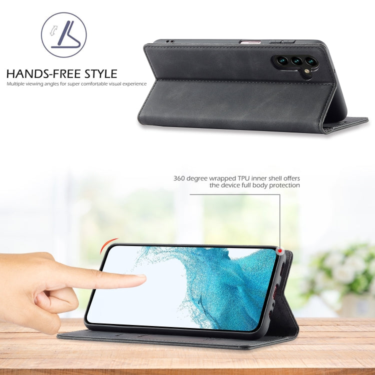 Pour Samsung Galaxy A16 5G Étui de Téléphone en Cuir Microfibre à Fort Magnétisme LC.IMEEKE (Noir)