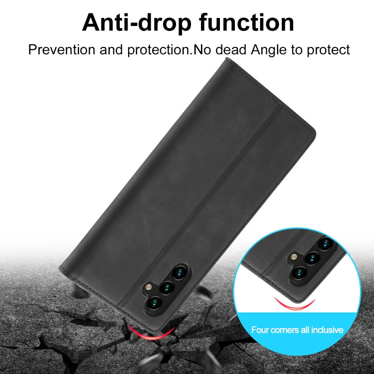 Pour Samsung Galaxy A16 5G Étui de Téléphone en Cuir Microfibre à Fort Magnétisme LC.IMEEKE (Noir)