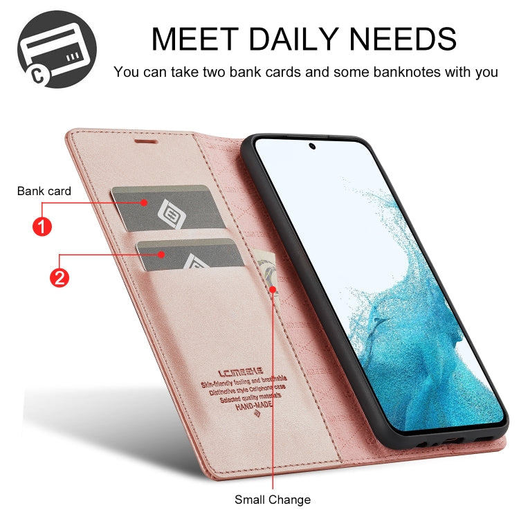 For Samsung Galaxy A16 5G LC.IMEEKE Strong Magnetism Microfiber Leather Phone Case(Rose Gold)