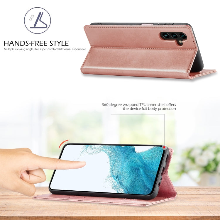 For Samsung Galaxy A16 5G LC.IMEEKE Strong Magnetism Microfiber Leather Phone Case(Rose Gold)