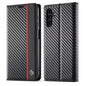 Pour étui de téléphone en cuir fibre de carbone LC.IMEEKE Samsung Galaxy A16 5G (Noir vertical)