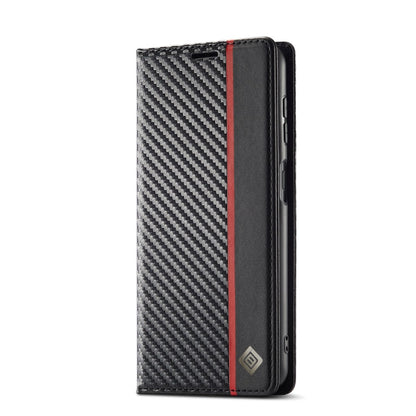 Pour étui de téléphone en cuir fibre de carbone LC.IMEEKE Samsung Galaxy A16 5G (Noir vertical)