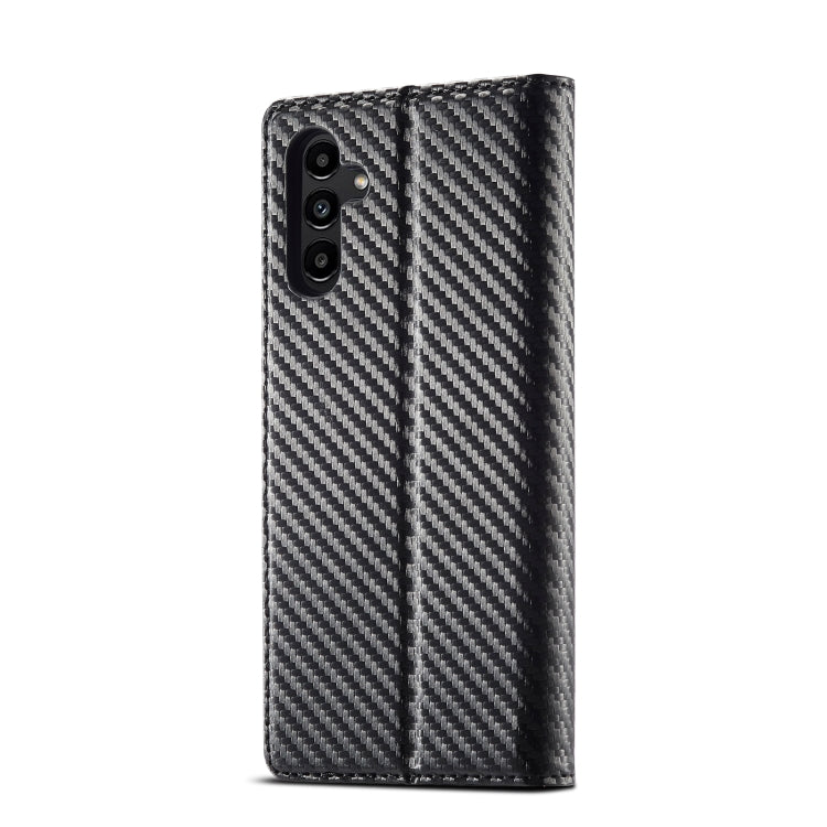 Pour étui de téléphone en cuir fibre de carbone LC.IMEEKE Samsung Galaxy A16 5G (Noir vertical)