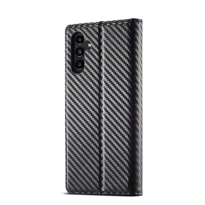 Pour étui de téléphone en cuir fibre de carbone LC.IMEEKE Samsung Galaxy A16 5G (Noir vertical)