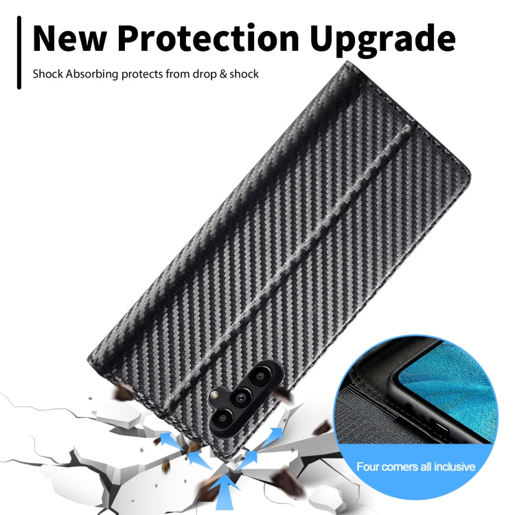 Pour étui de téléphone en cuir fibre de carbone LC.IMEEKE Samsung Galaxy A16 5G (Noir vertical)