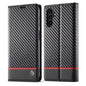 Pour Samsung Galaxy A16 5G LC.IMEEKE Étui de téléphone en cuir fibre de carbone (Noir Horizontal)