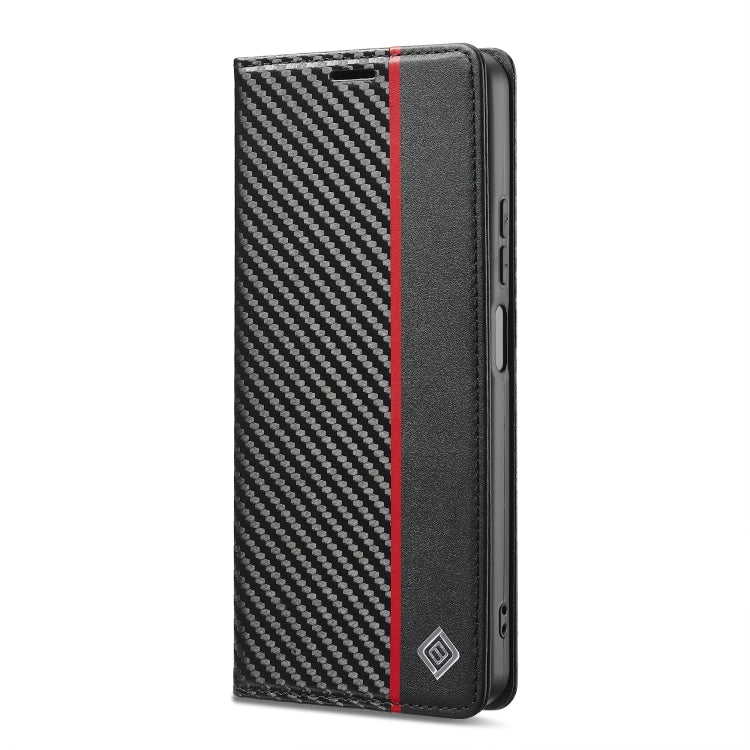 For Redmi A4 5G / 14C 4G LC.IMEEKE Carbon Fiber Leather Phone Case(Vertical Black)