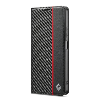 For Redmi A4 5G / 14C 4G LC.IMEEKE Carbon Fiber Leather Phone Case(Vertical Black)