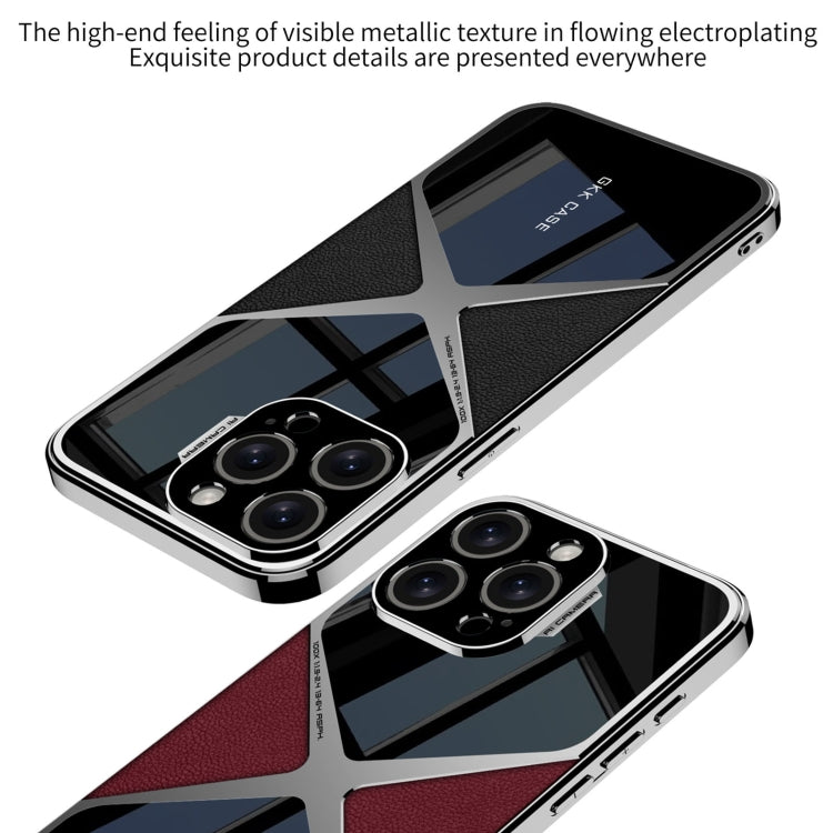 For iPhone 16 Pro GKK Leather Electroplating Supersonic Speed Shockproof Phone Case(Black)