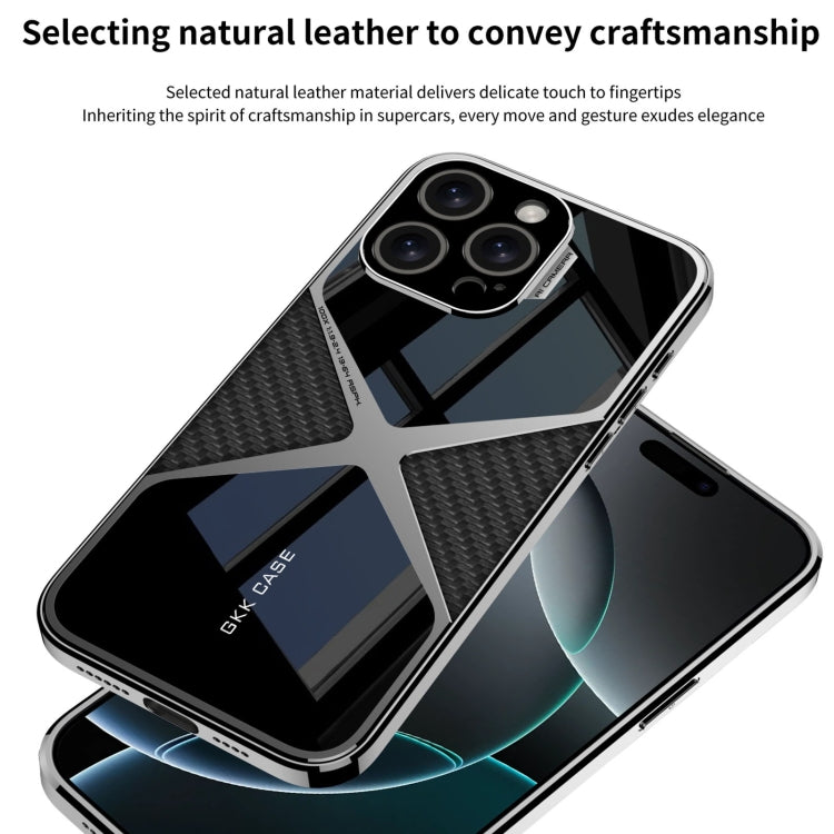 For iPhone 16 Pro GKK Leather Electroplating Supersonic Speed Shockproof Phone Case(White)