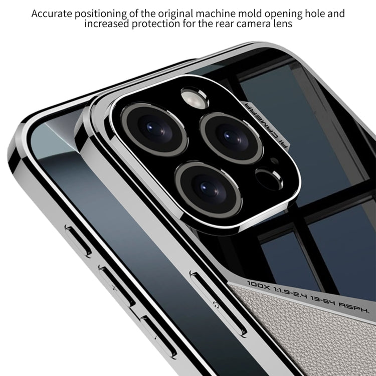 For iPhone 16 Pro GKK Leather Electroplating Supersonic Speed Shockproof Phone Case(White)