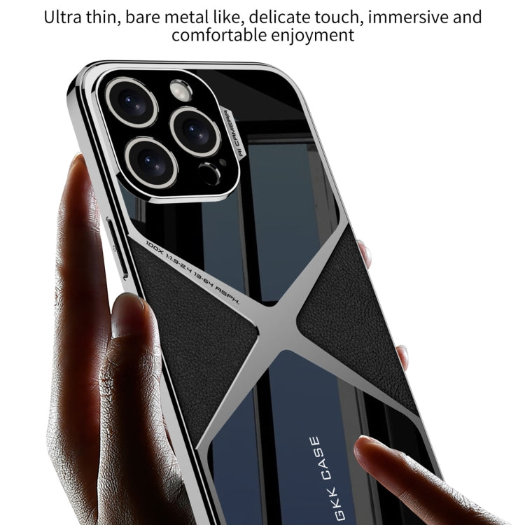 For iPhone 16 Pro GKK Leather Electroplating Supersonic Speed Shockproof Phone Case(White)