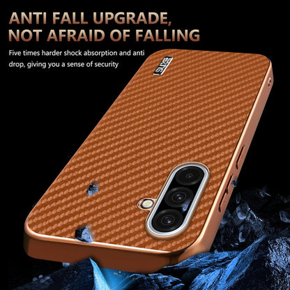 For Samsung Galaxy A36 AZNS Electroplated Edge Carbon Fiber Texture Phone Case(Black)
