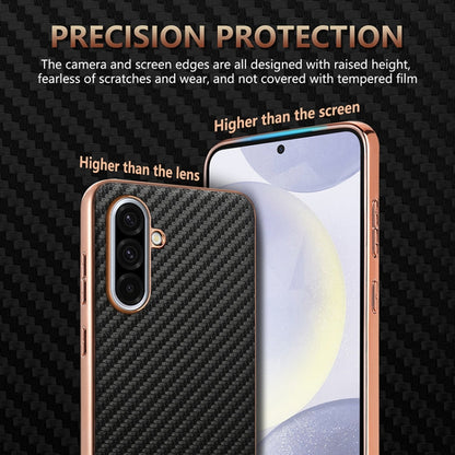 For Samsung Galaxy A36 AZNS Electroplated Edge Carbon Fiber Texture Phone Case(Black)