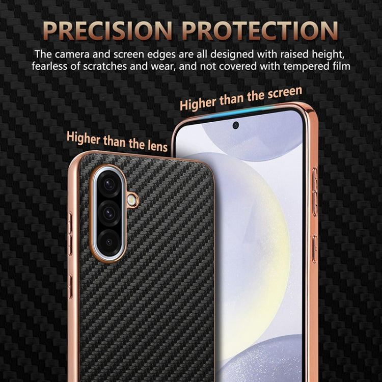 For Samsung Galaxy A36 AZNS Electroplated Edge Carbon Fiber Texture Phone Case(Green)