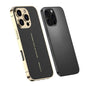 Pour iPhone 16 Pro, étui de téléphone antichoc en cuir uni plaqué GKK (noir)