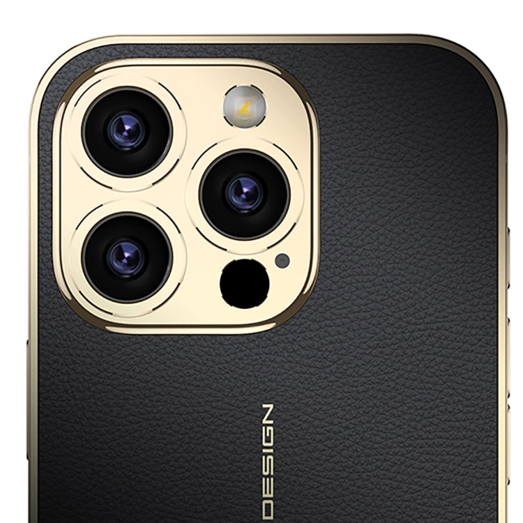 Pour iPhone 16 Pro, étui de téléphone antichoc en cuir uni plaqué GKK (noir)
