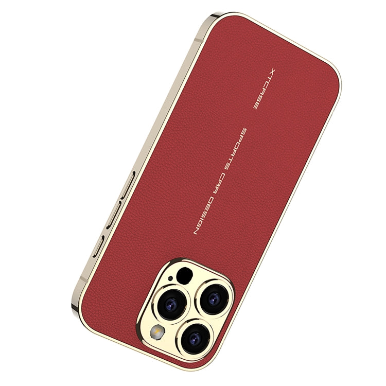 Pour iPhone 16 Pro, étui de téléphone antichoc en cuir uni plaqué GKK (noir)