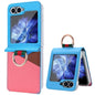 For Samsung Galaxy Z Flip6 / Flip7 FE VIETAO Metal Ring Card Slot PU Phone Case(Blue Pink)