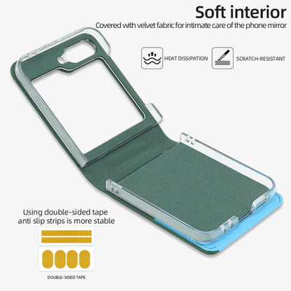 For Samsung Galaxy Z Flip6 / Flip7 FE VIETAO Metal Ring Card Slot PU Phone Case(Green Blue)