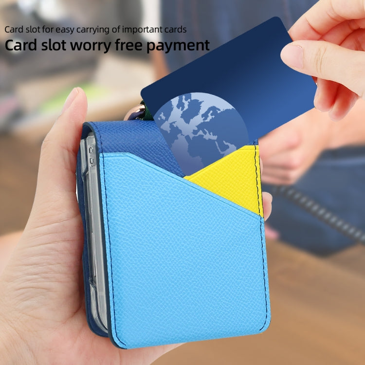 For Samsung Galaxy Z Flip6 / Flip7 FE VIETAO Metal Ring Card Slot PU Phone Case(Blue)