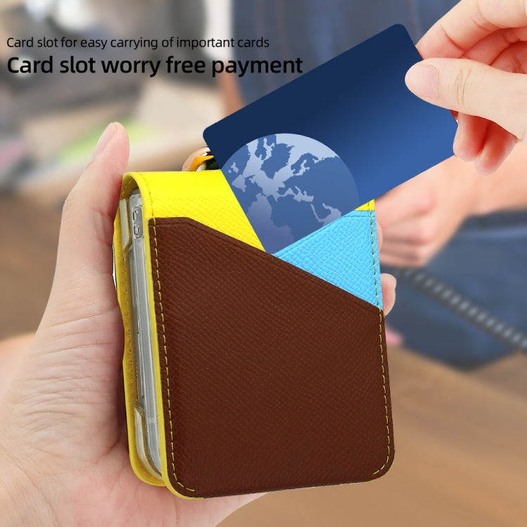 For Samsung Galaxy Z Flip6 / Flip7 FE VIETAO Metal Ring Card Slot PU Phone Case(Yellow Brown)