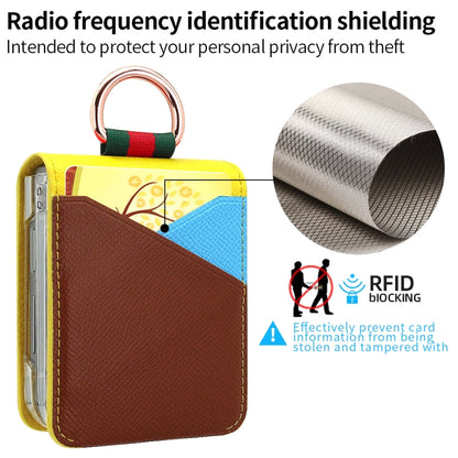 For Samsung Galaxy Z Flip6 / Flip7 FE VIETAO Metal Ring Card Slot PU Phone Case(Yellow Brown)