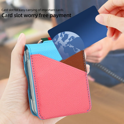 For Samsung Galaxy Z Flip5 VIETAO Metal Ring Card Slot PU Phone Case(Blue Pink)