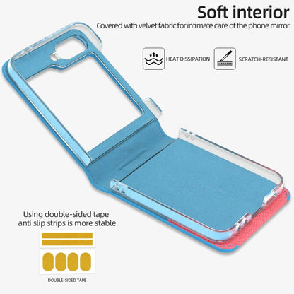 For Samsung Galaxy Z Flip5 VIETAO Metal Ring Card Slot PU Phone Case(Blue Pink)