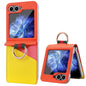 Pour étui de téléphone en PU avec fente pour carte et anneau en métal VIETAO pour Samsung Galaxy Z Flip5 (Orange Jaune)