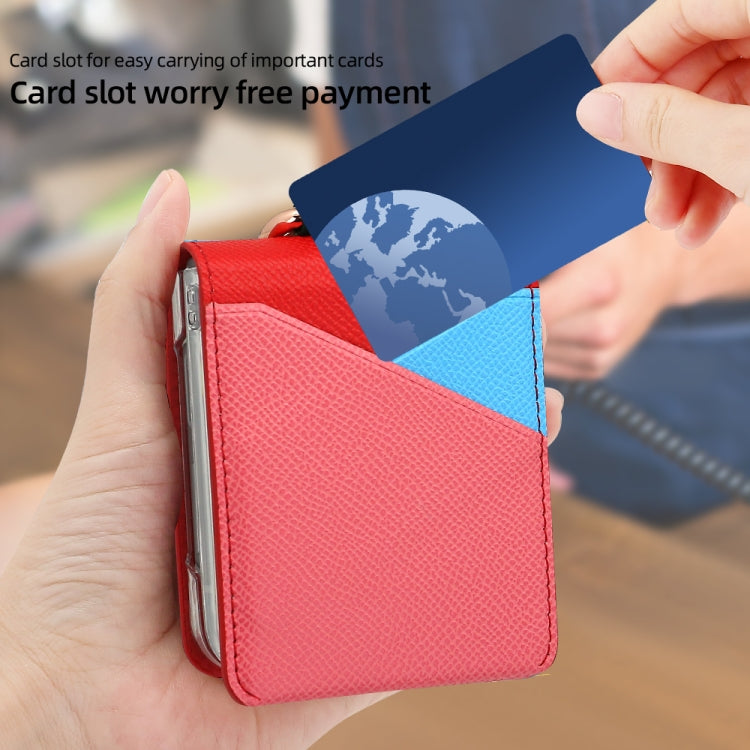 For Samsung Galaxy Z Flip5 VIETAO Metal Ring Card Slot PU Phone Case(Red Pink)