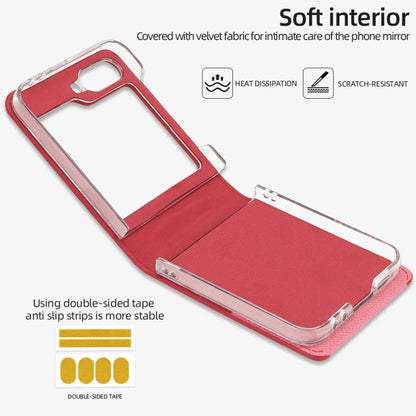 For Samsung Galaxy Z Flip5 VIETAO Metal Ring Card Slot PU Phone Case(Red Pink)
