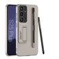 For Samsung Galaxy S25 5G GKK Ultra-thin Holder Phone Case with Pen Slots & Stylus Pen(Titanium Gray)