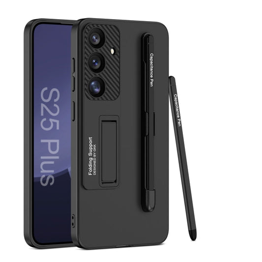 For Samsung Galaxy S25+ 5G GKK Ultra-thin Holder Phone Case with Pen Slots & Stylus Pen(Black)
