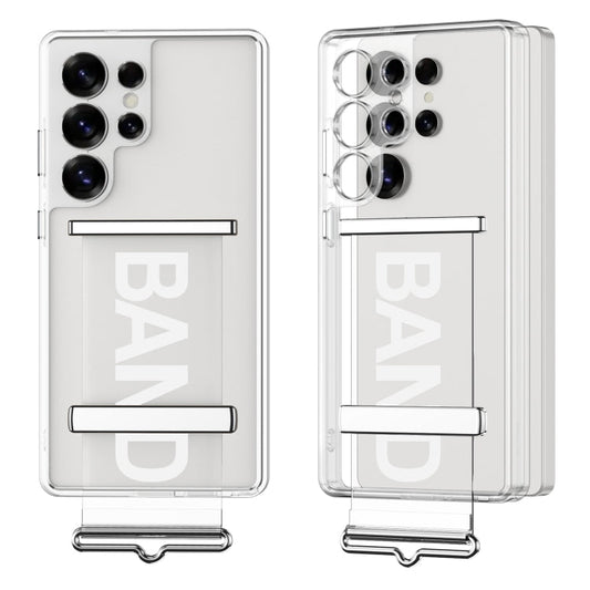 For Samsung Galaxy S25 Ultra 5G GKK Space Series Clear Wristband Holder Phone Case(Transparent Silver)
