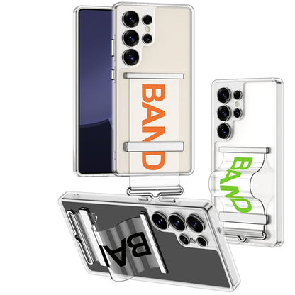 For Samsung Galaxy S25 Ultra 5G GKK Space Series Clear Wristband Holder Phone Case(Transparent Orange)