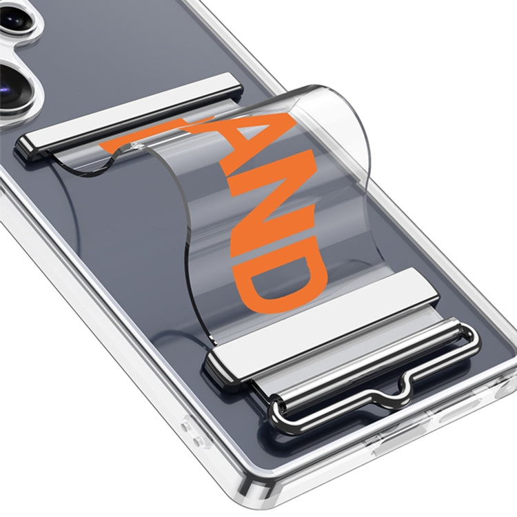 For Samsung Galaxy S25 Ultra 5G GKK Space Series Clear Wristband Holder Phone Case(Transparent Orange)