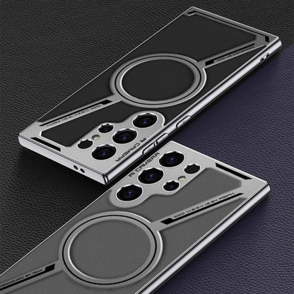 For Samsung Galaxy S24 Ultra 5G GKK Integrated Electroplating Leather Z-Shape MagSafe Phone Case(Gray)