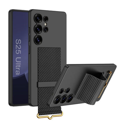 For Samsung Galaxy S25 Ultra 5G GKK Ultra-thin Wristband Holder Phone Case(Carbon Fiber)