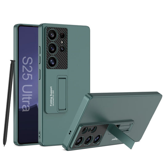 Pour Samsung Galaxy S25 Ultra 5G GKK Étui de Téléphone Ultra-Mince Anti-choc avec Support / Stylet (Vert Forêt)
